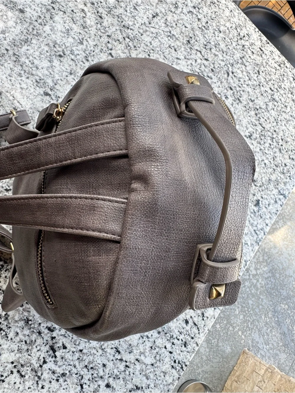 MMS Design Studio gray faux leather backpack